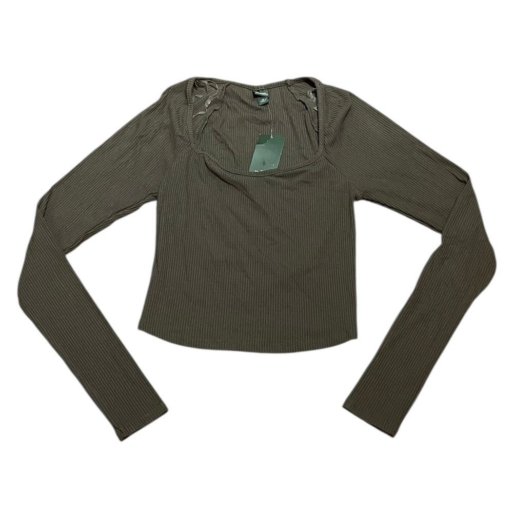 Wild Fable Women’s Olive Ribbed‎ Long Sleeve Top, Size XS, NWT